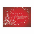 Starry Tree Merry Christmas Card - Silver Lined White Fastick  Envelope